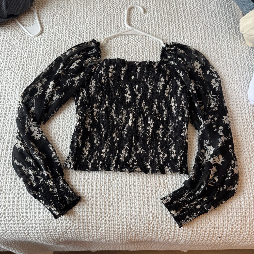 ILLA ILLA Black and White Floral Blouse